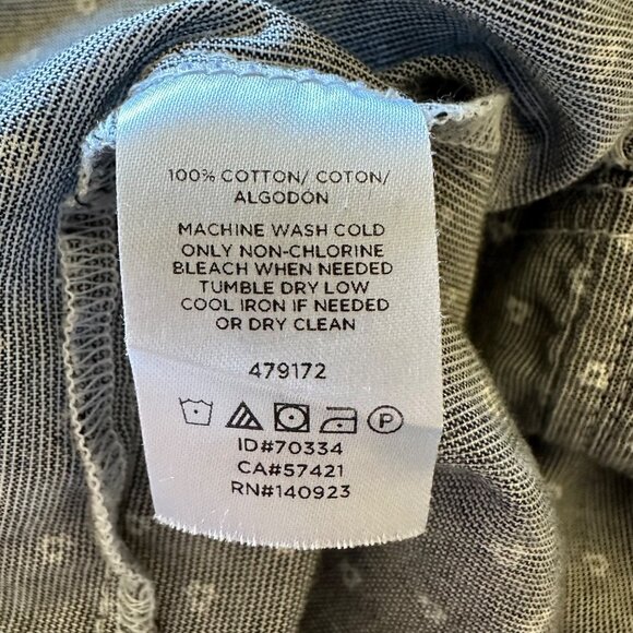 Loft Womens Gray Polka Dot Puffed Long Sleeve Cotton Smocked  Blouse Size L - Picture 6 of 7